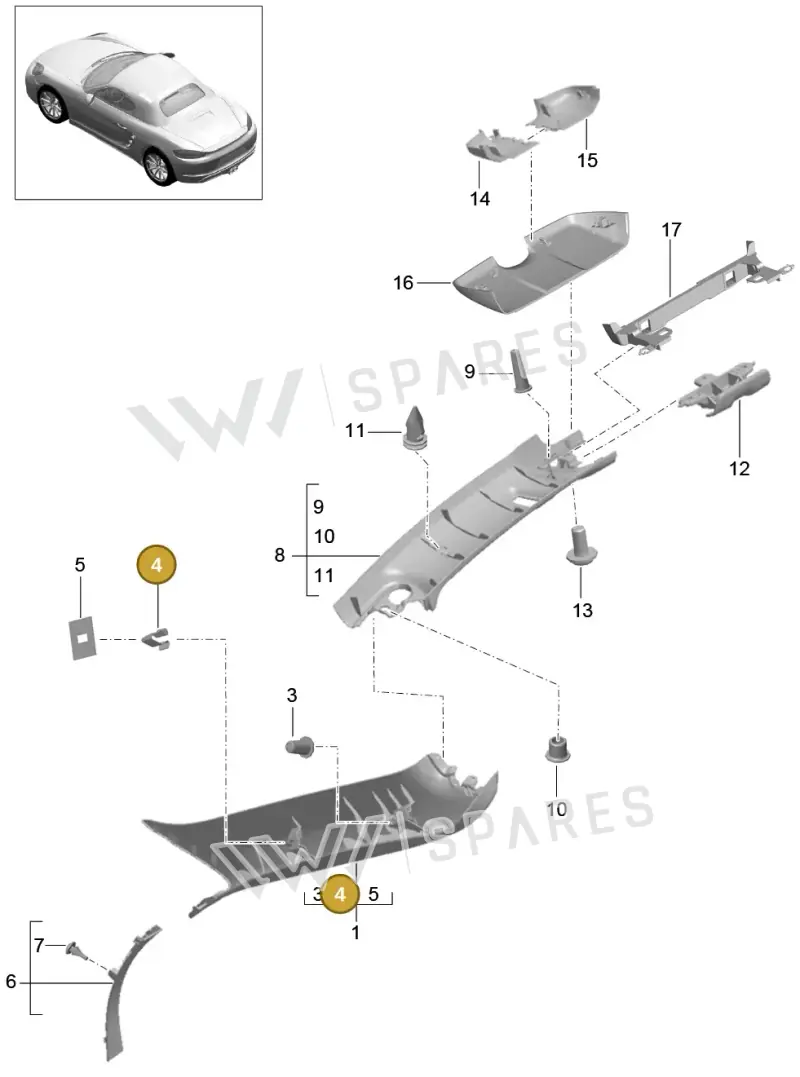 95555527800 — Porsche Boxster (2016-2019) diagram p48807055, position 4