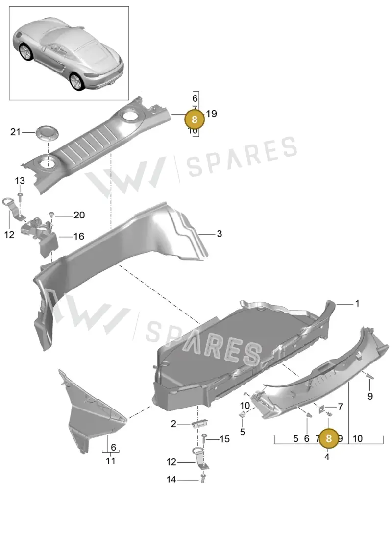 95555527800 — Porsche Cayman (2016-2019) diagram p50807005, position 8