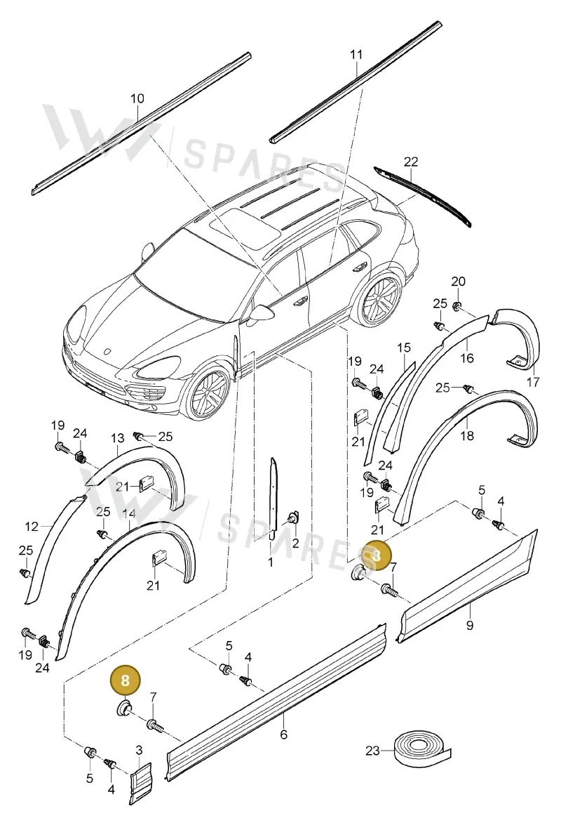 95555910800 — Porsche Cayenne (2010-2018) diagram p37810005, position 8