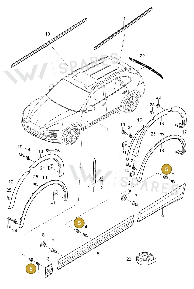 95555958600 — Porsche Cayenne (2010-2018) diagram p37810005, position 5