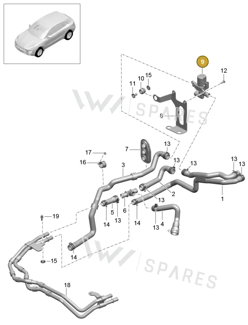 95557282405 — Porsche Macan GTS (2013-2018) diagram p44813010, position 9
