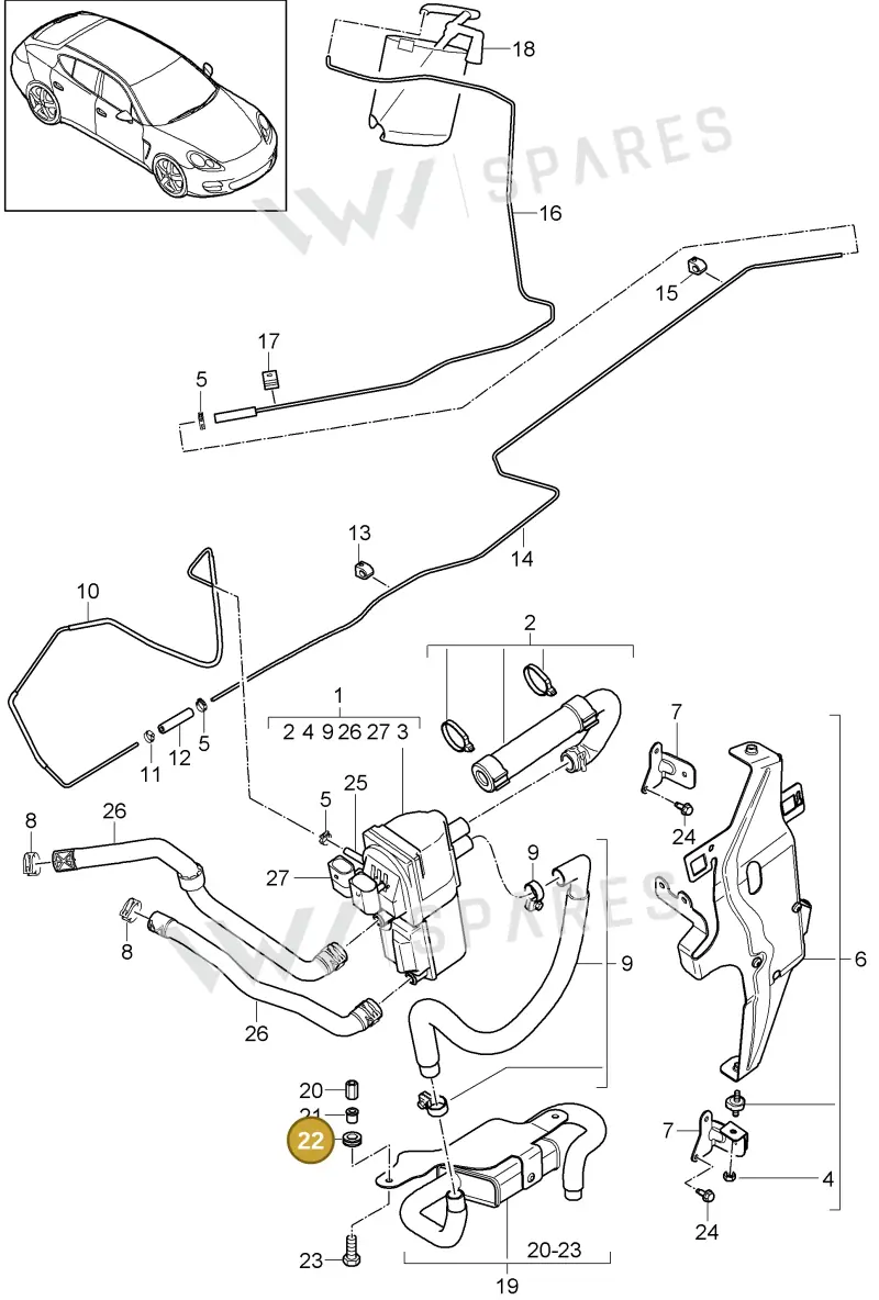 95557282800 — Porsche Panamera (2009-2016) diagram p35813080, position 22