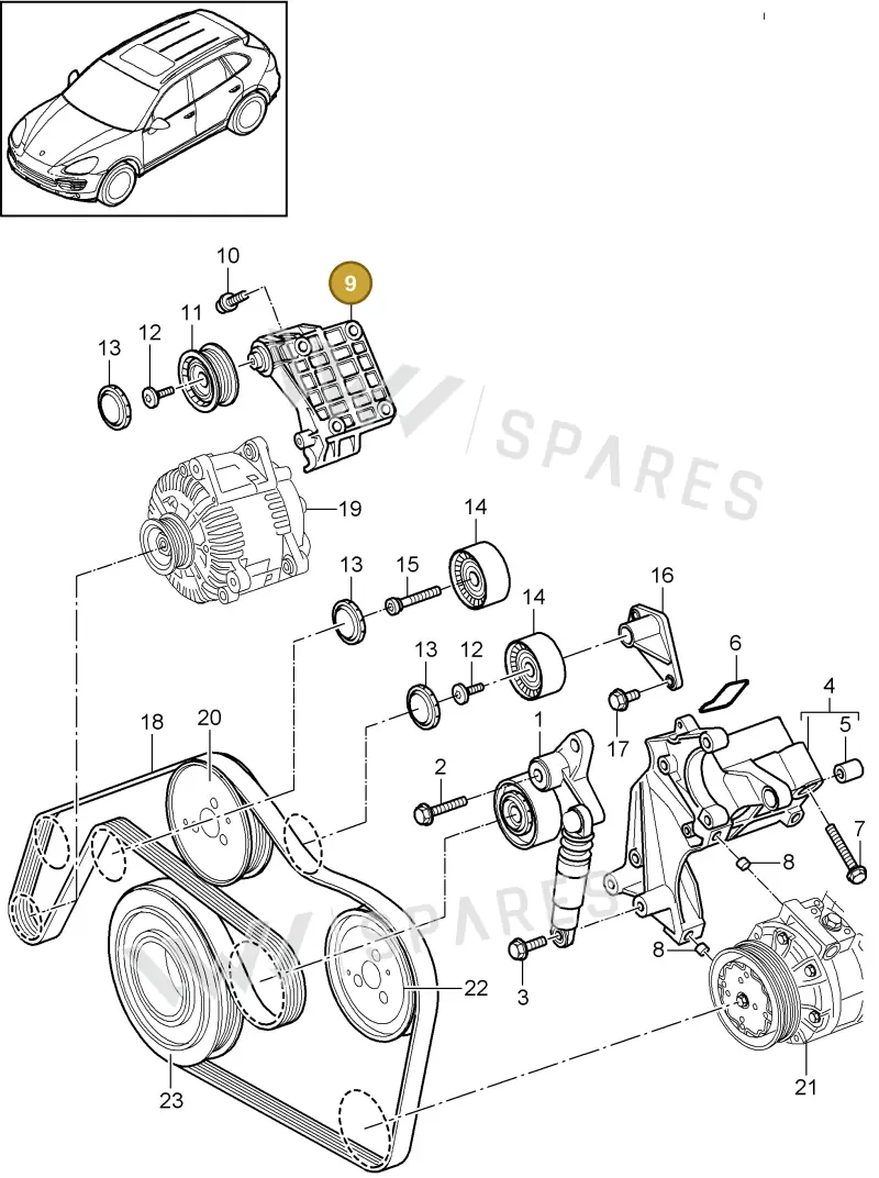 95560325201 — Porsche Cayenne (2010-2018) diagram p37102090, position 9
