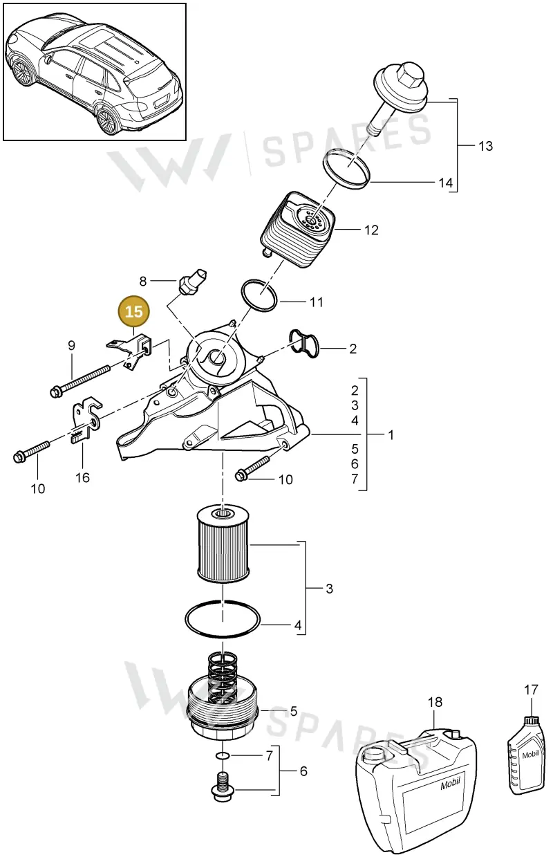 95560720830 — Porsche Cayenne (2010-2018) diagram p37104060, position 15