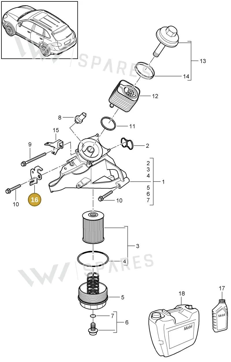 95560720840 — Porsche Cayenne (2010-2018) diagram p37104060, position 16