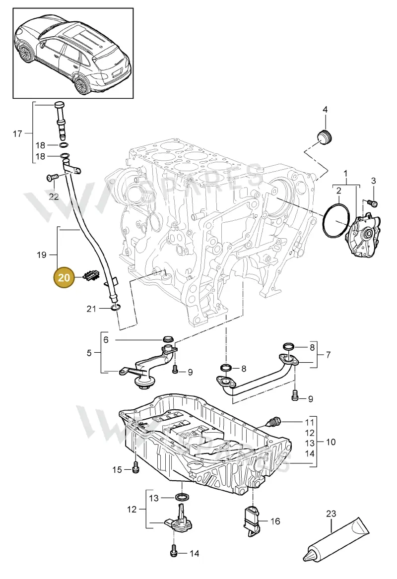 95561253000 — Porsche Cayenne (2010-2018) diagram p37104020, position 20