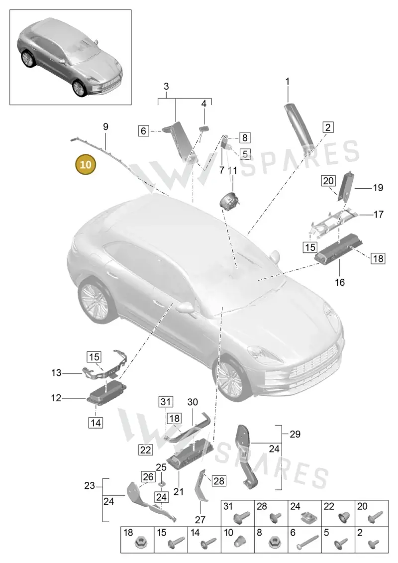 95561841921 — Porsche Macan (2018-2022) diagram p52000227, position 10