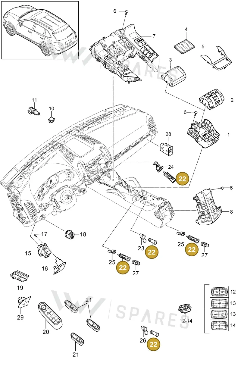 95565210700 — Porsche Cayenne (2010-2018) diagram p37903004, position 22