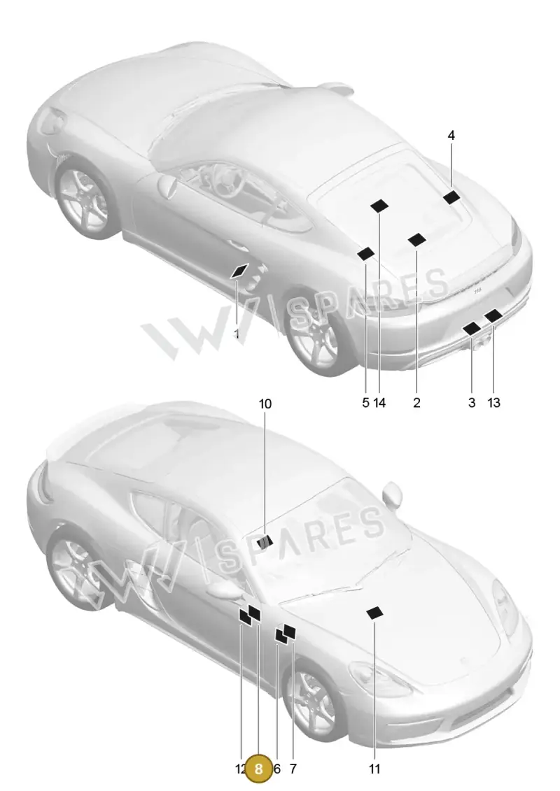 95570143520 — Porsche Cayman (2016-2019) diagram p50001005, position 8