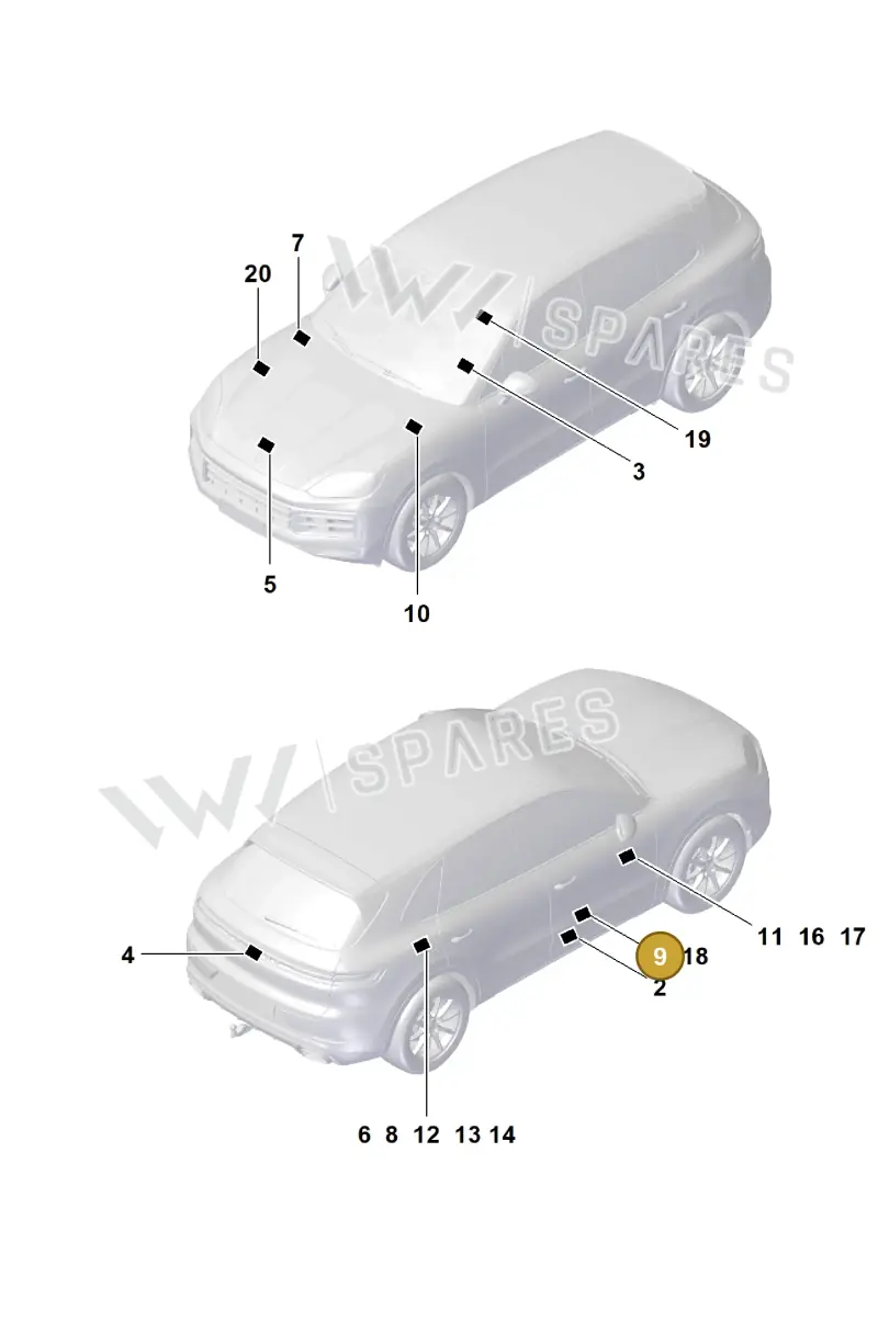 95570167300 — Porsche Cayenne Hybrid Coupe (2023-) diagram p60003100, position 9