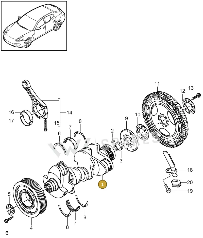 95810201130 — Porsche Panamera (2009-2016) diagram p35102020, position 1
