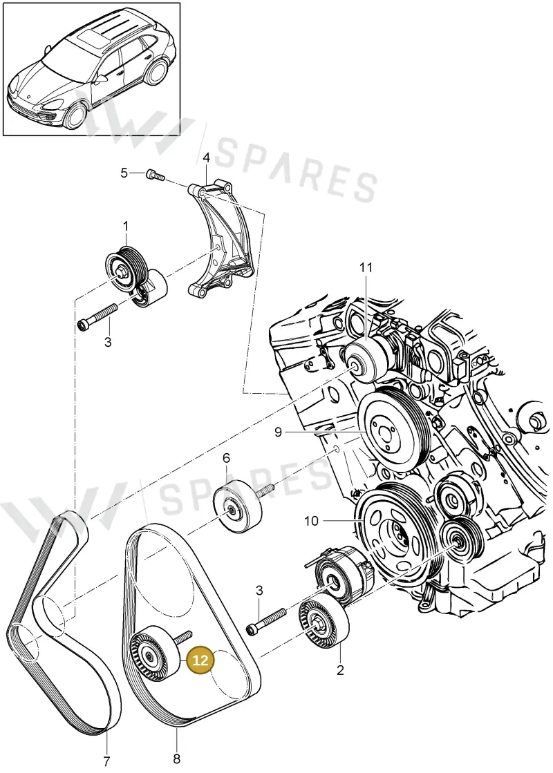 95810211900 — Porsche Cayenne (2010-2018) diagram p37102090, position 12