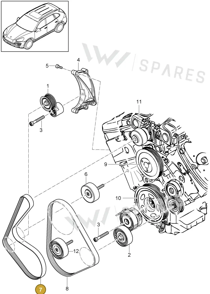 95810225100 — Porsche Cayenne (2010-2018) diagram p37102090, position 7
