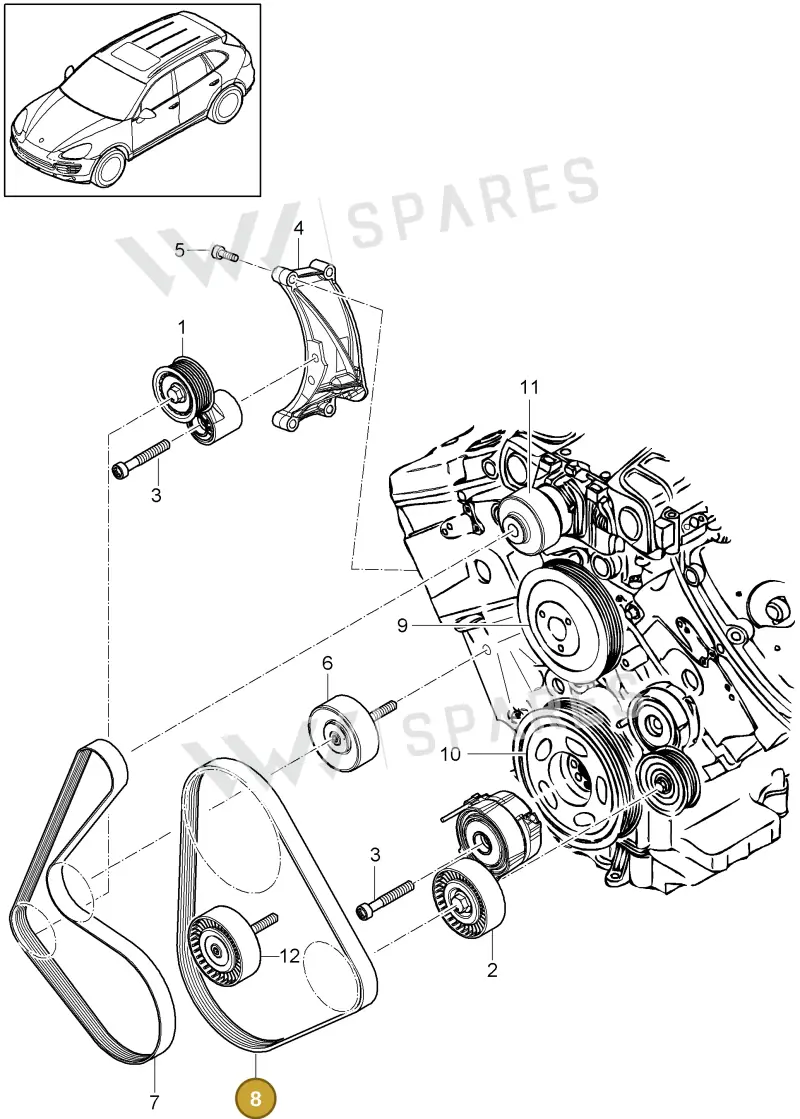 95810225110 — Porsche Cayenne (2010-2018) diagram p37102090, position 8