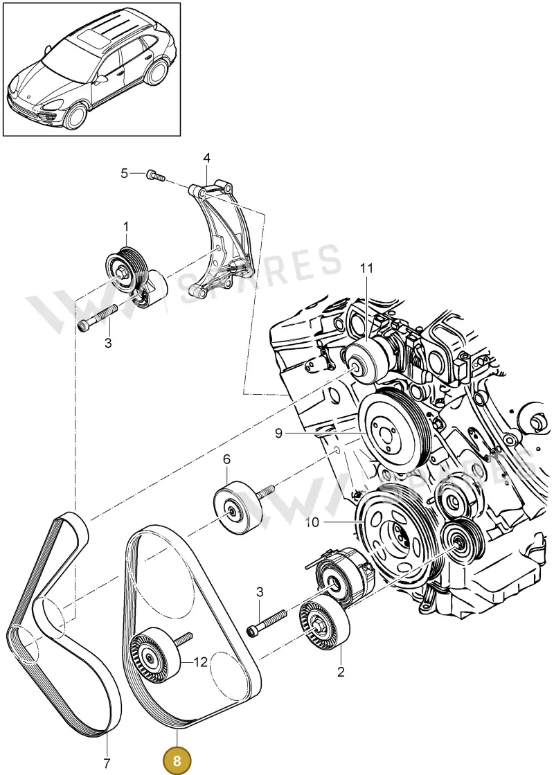 95810225120 — Porsche Cayenne (2010-2018) diagram p37102090, position 8
