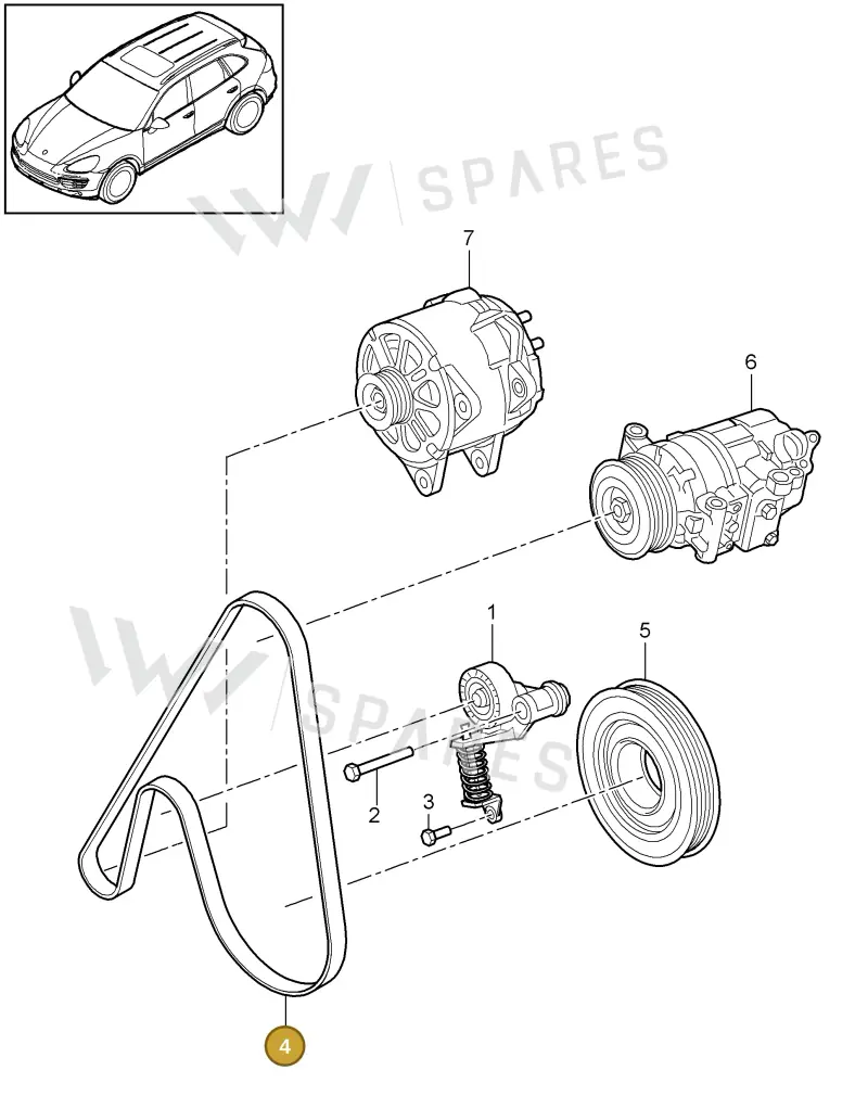 95810225130 — Porsche Cayenne (2010-2018) diagram p37102097, position 4