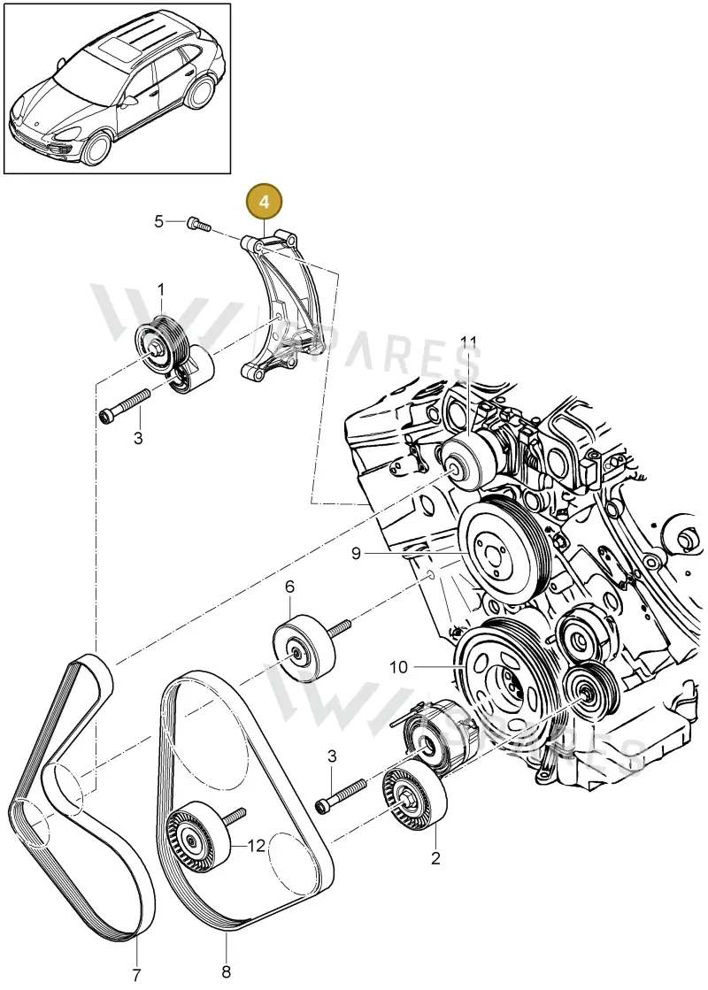 95810233500 — Porsche Cayenne (2010-2018) diagram p37102095, position 4