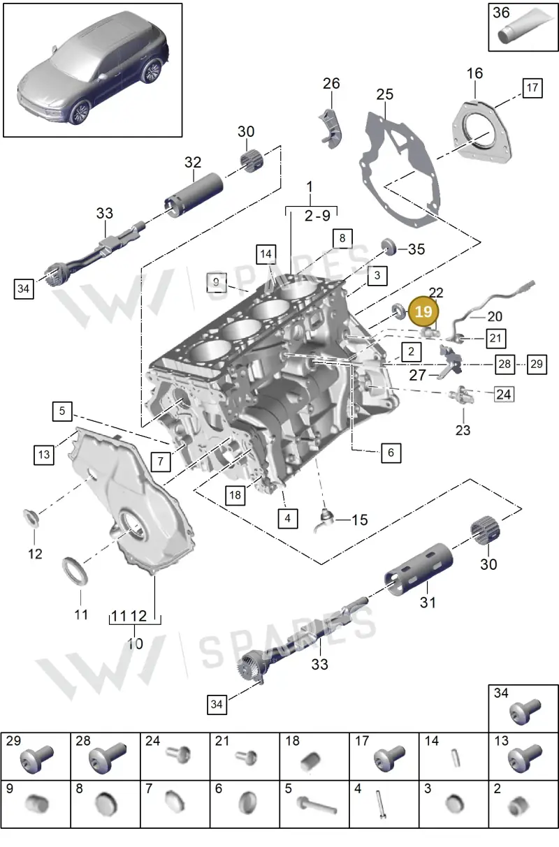 95810308511 — Porsche Cayenne (2017-2023) diagram p51101060, position 19