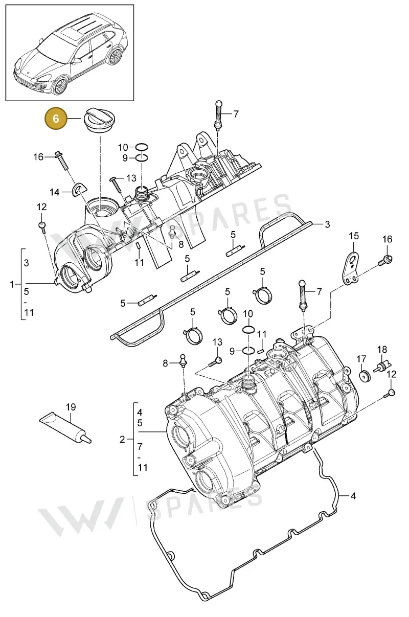 95810448510 — Porsche Cayenne (2010-2018) diagram p37103022, position 6
