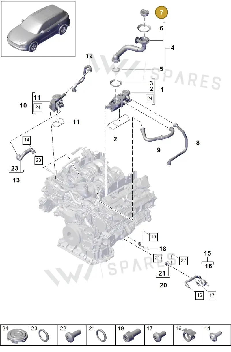 95810448510 — Porsche Cayenne (2017-2023) diagram p51106030, position 7