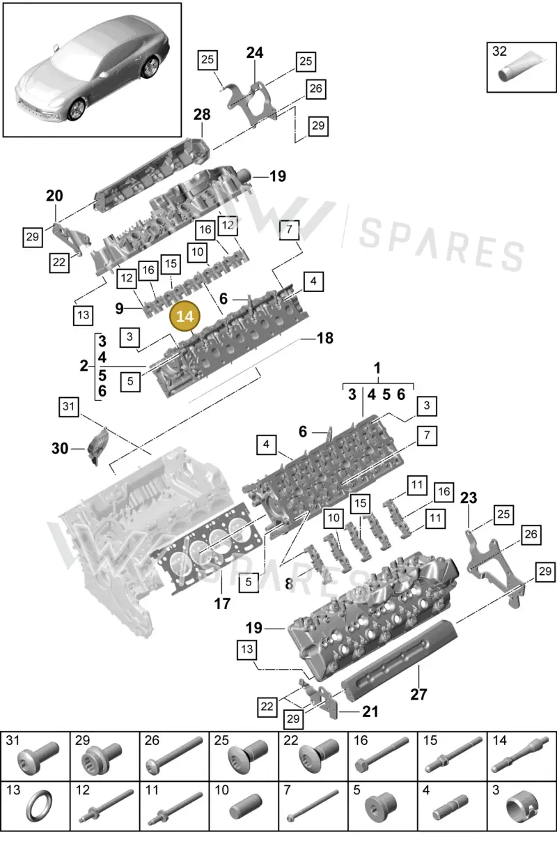 95810456410 — Porsche Panamera (2016-2020) diagram p49103010, position 14
