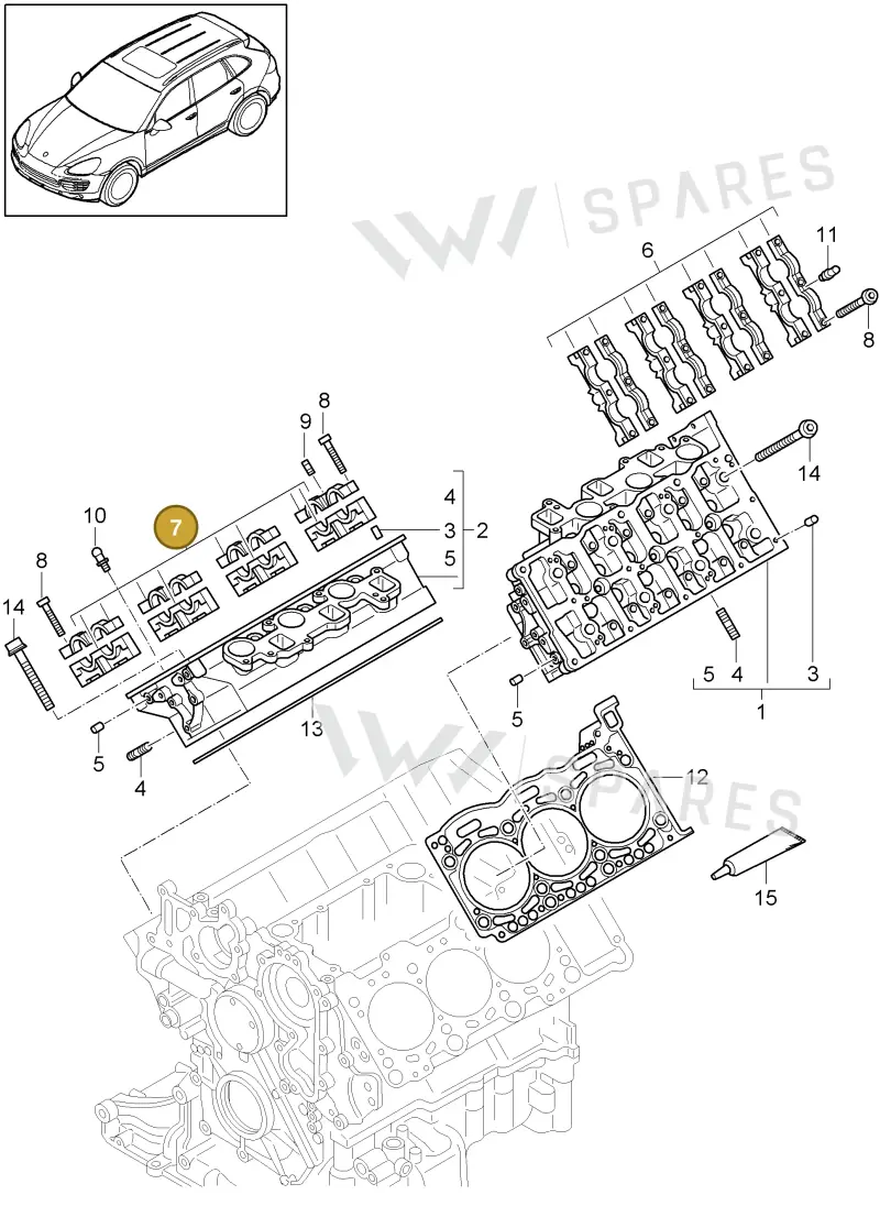 95810496000 — Porsche Cayenne (2010-2018) diagram p37103012, position 7