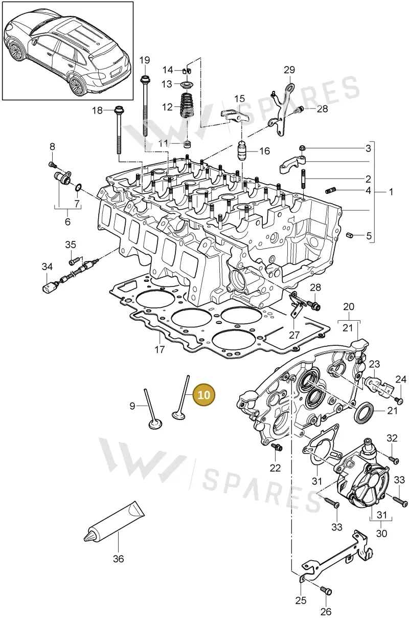 95810532200 — Porsche Cayenne (2010-2018) diagram p37103005, position 10