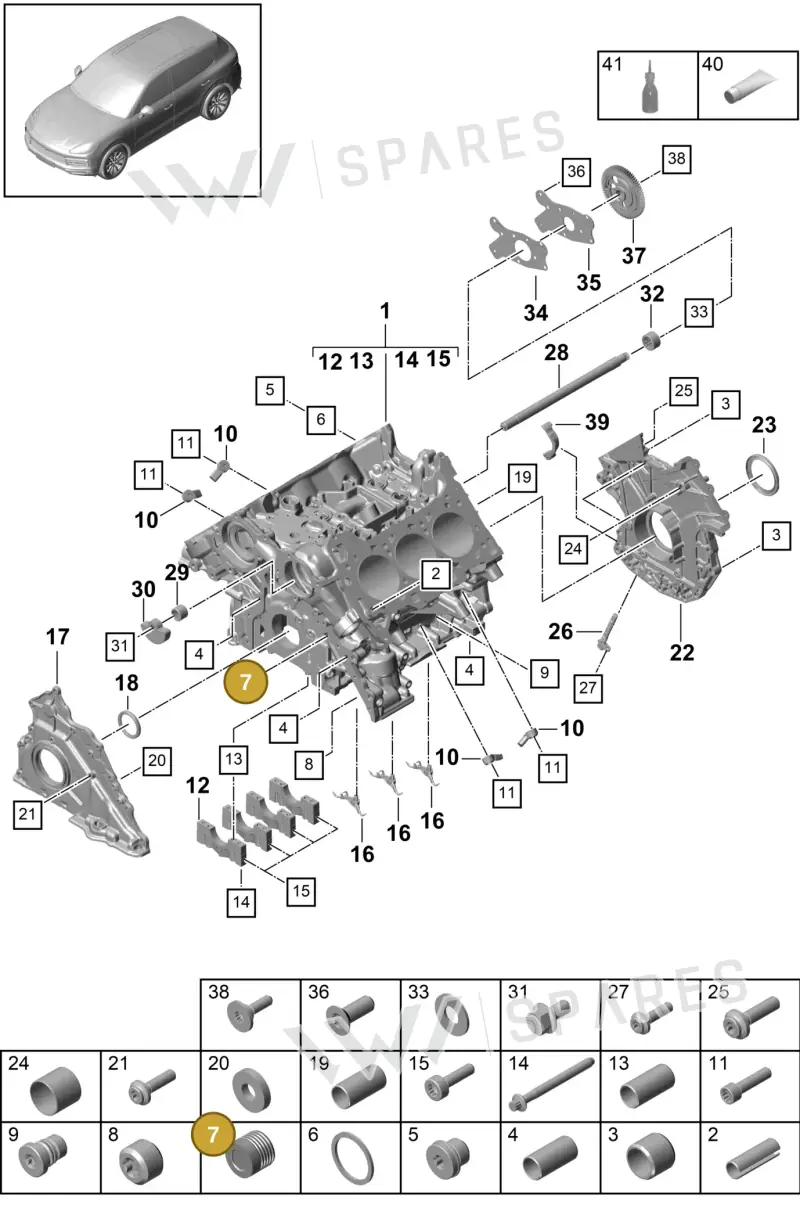 95810559100 — Porsche Cayenne (2017-2023) diagram p51101055, position 7