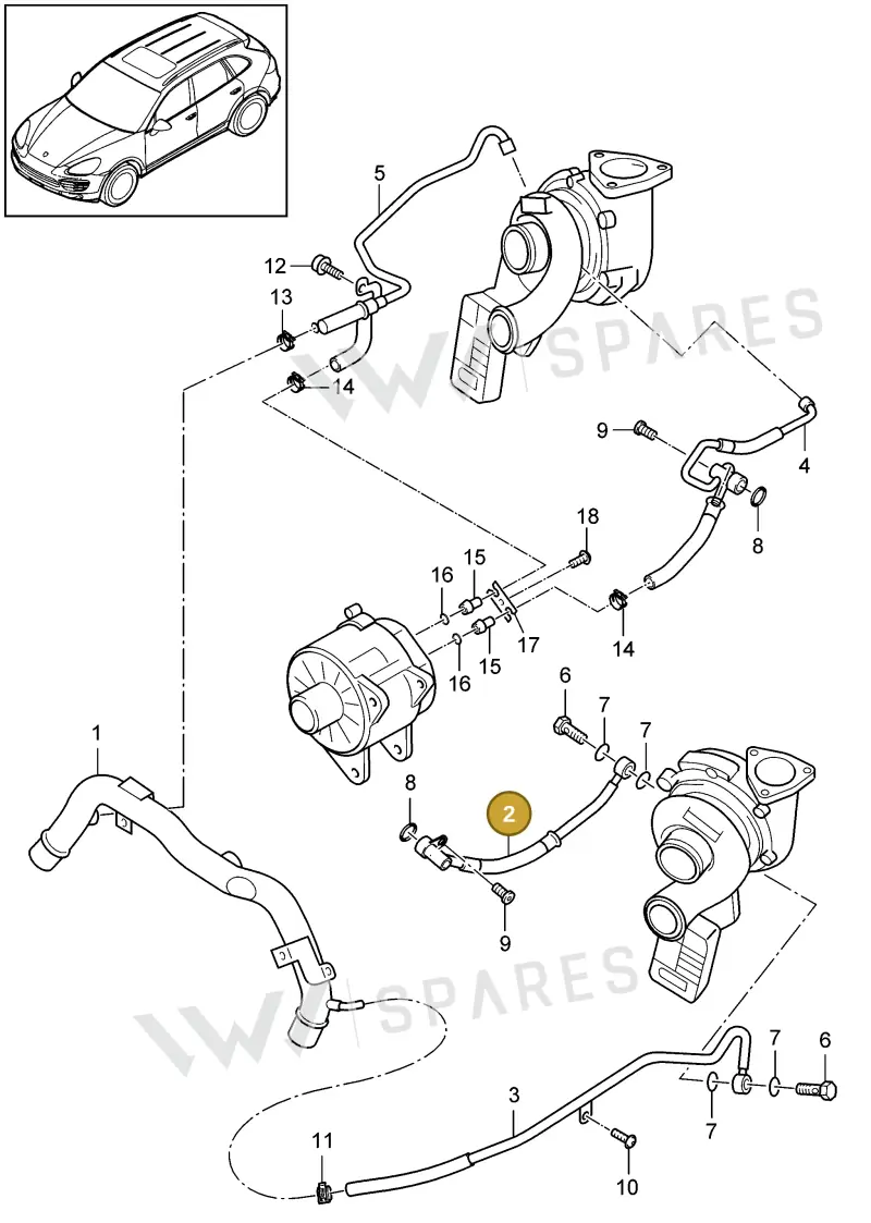 95810623700 — Porsche Cayenne (2010-2018) diagram p37202090, position 2