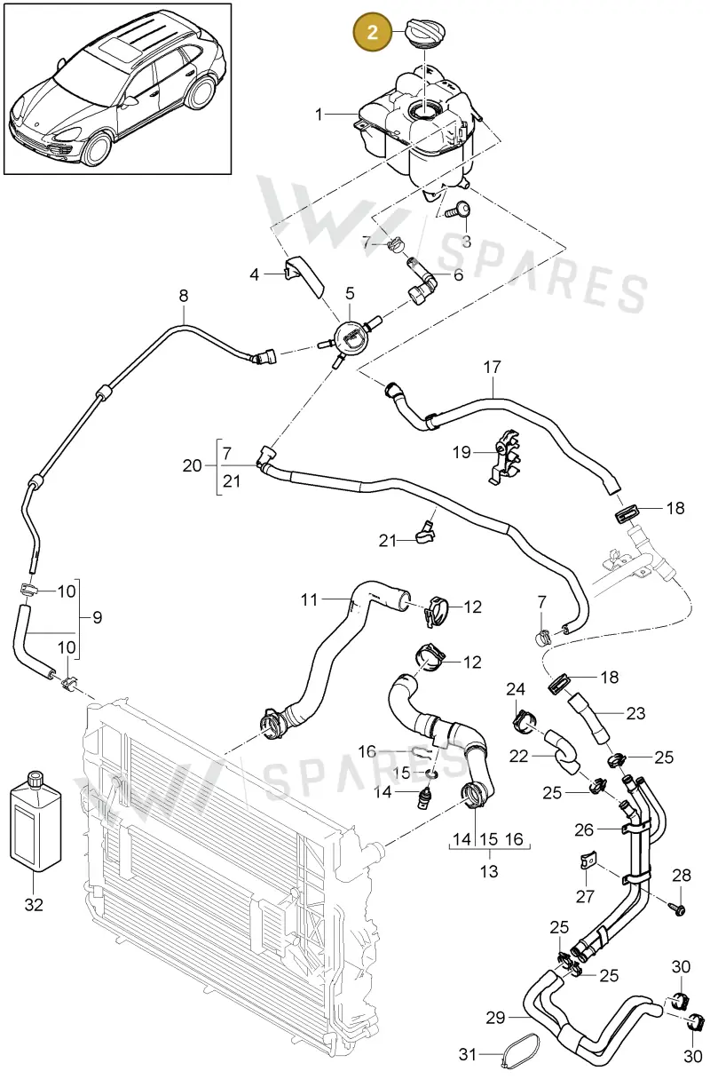 95810644700 — Porsche Cayenne (2010-2018) diagram p37105035, position 2