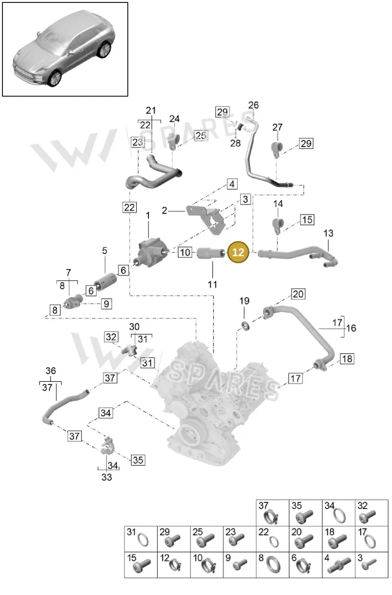95810651710 — Porsche Macan (2018-2022) diagram p52000015, position 12