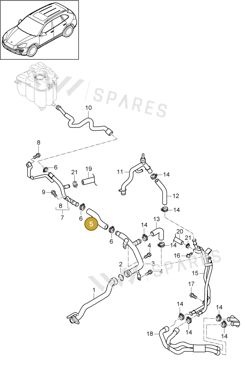 95810660900 — Porsche Cayenne (2010-2018) diagram p37105080, position 5