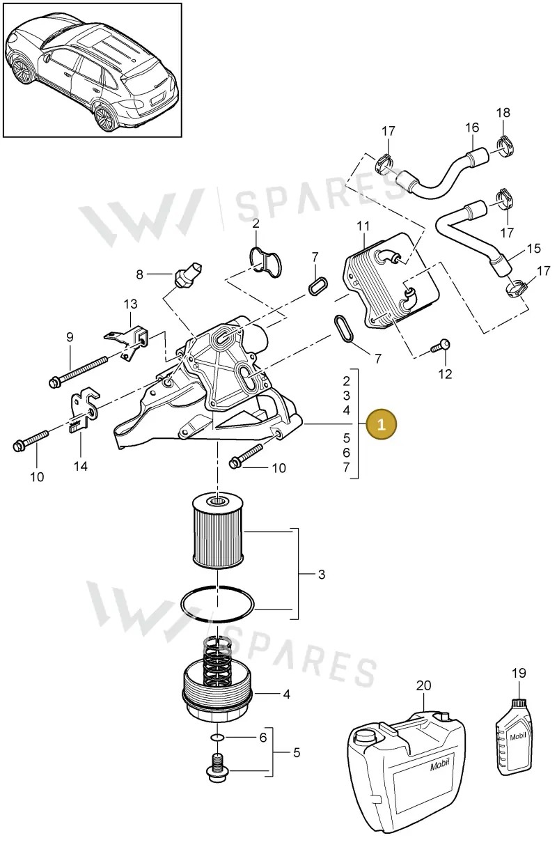 95810701020 — Porsche Cayenne (2010-2018) diagram p37104060, position 1