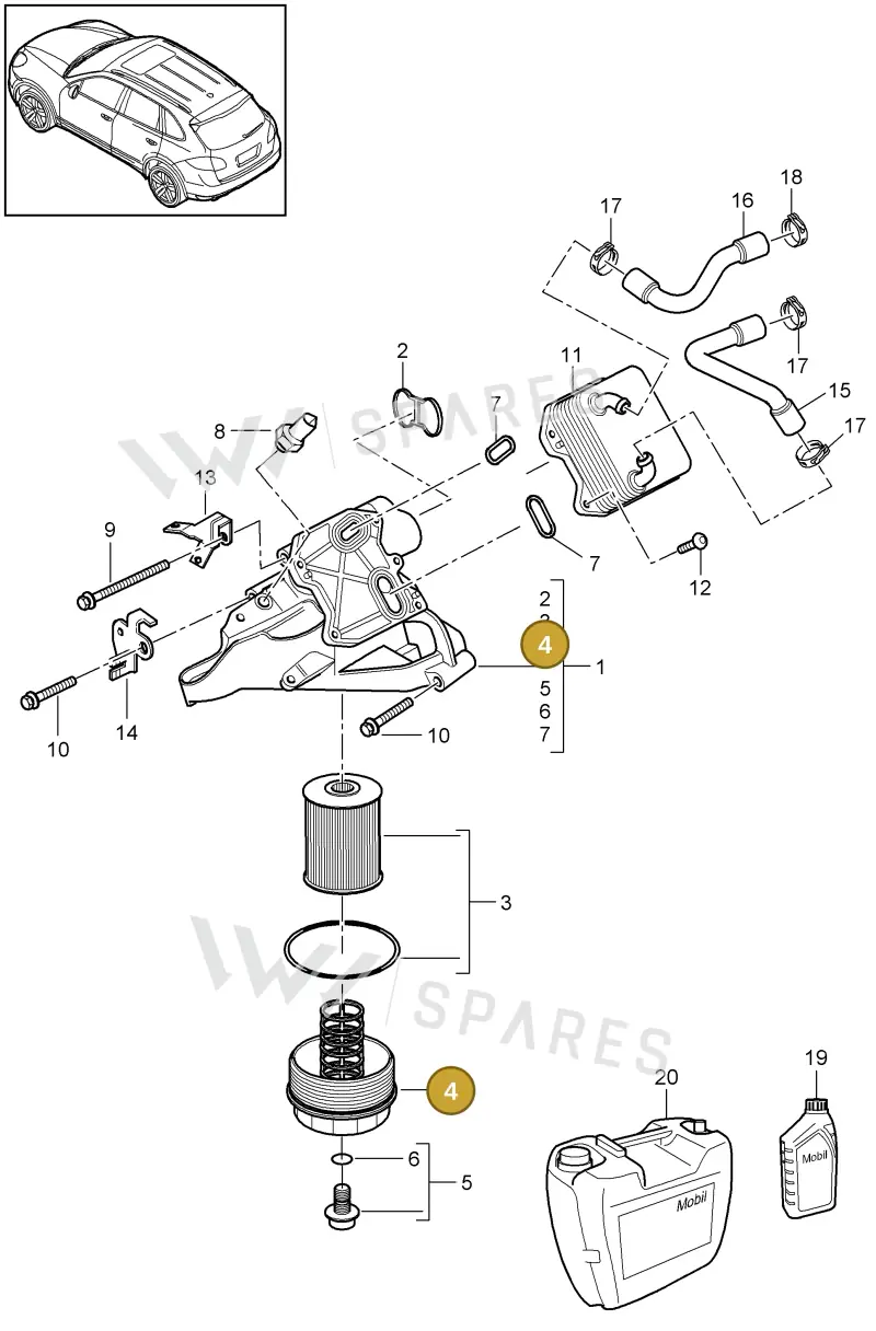 95810712210 — Porsche Cayenne (2010-2018) diagram p37104060, position 4