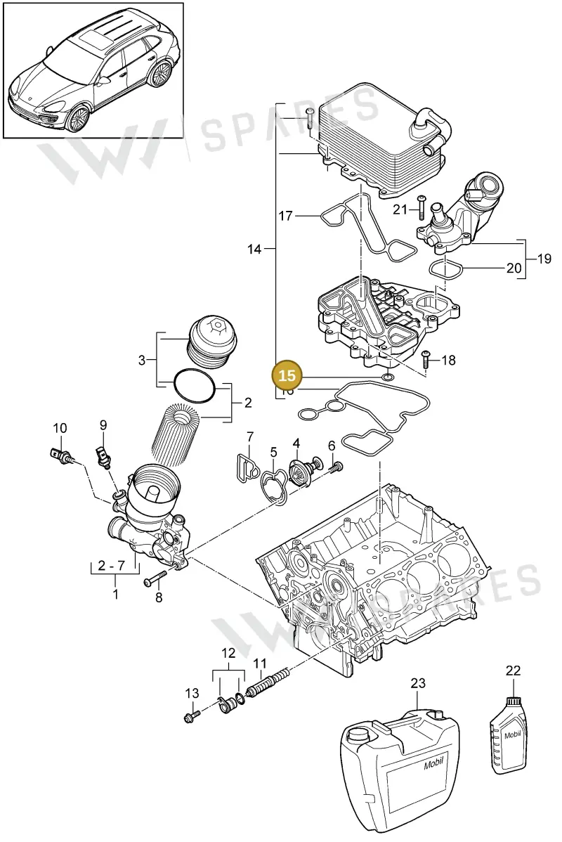 95810717520 — Porsche Cayenne (2010-2018) diagram p37104075, position 15