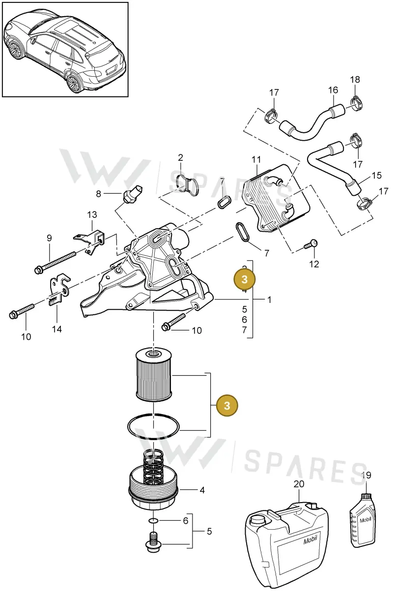 95810722210 — Porsche Cayenne (2010-2018) diagram p37104060, position 3