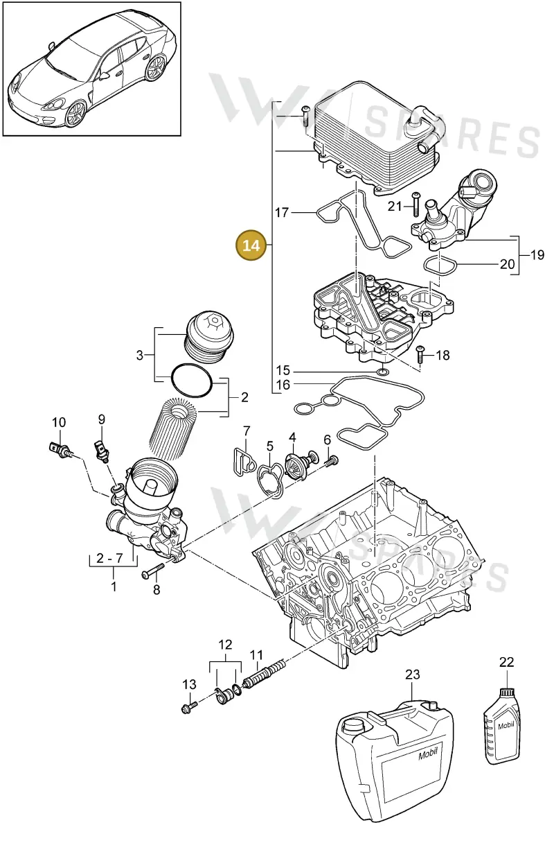 95810727121 — Porsche Panamera (2009-2016) diagram p35104080, position 14
