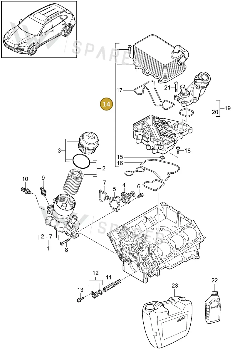 95810727121 — Porsche Cayenne (2010-2018) diagram p37104075, position 14