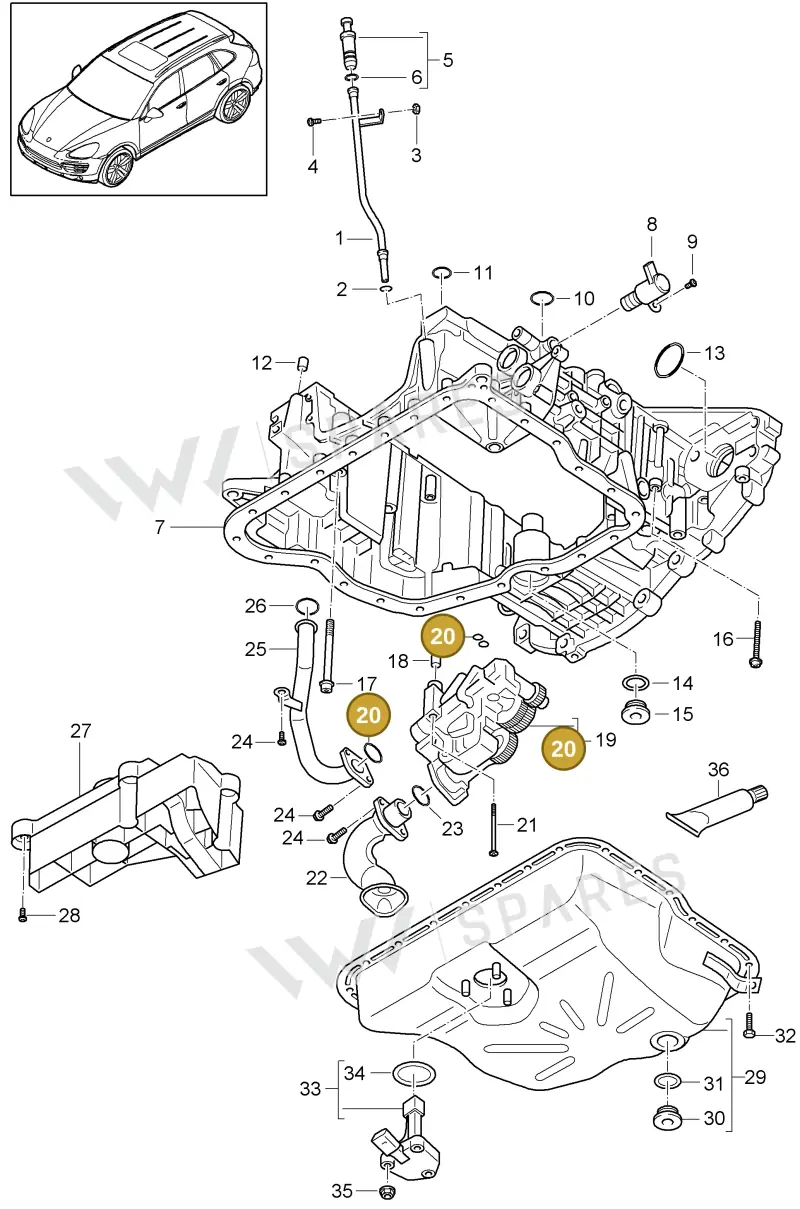 95810790100 — Porsche Cayenne (2010-2018) diagram p37104040, position 20