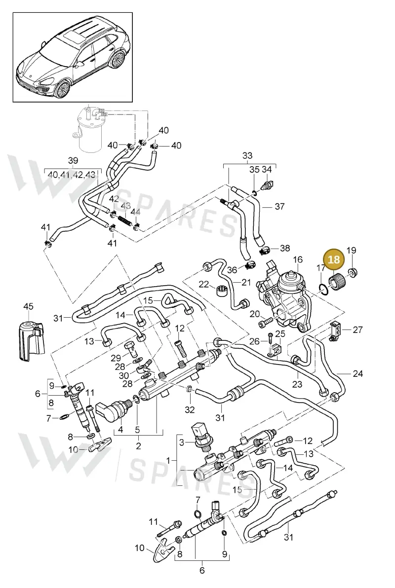958109085 — Porsche Cayenne (2010-2018) diagram p37107030, position 18