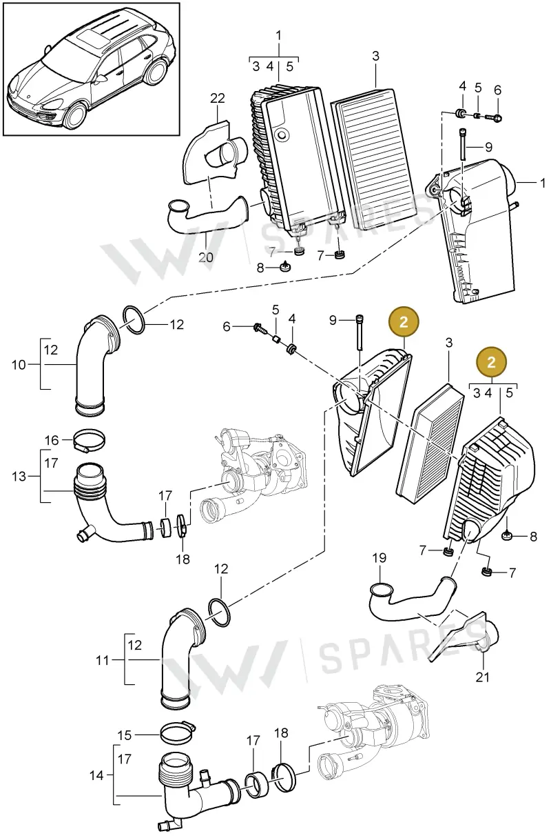 95811002160 — Porsche Cayenne (2010-2018) diagram p37106010, position 2