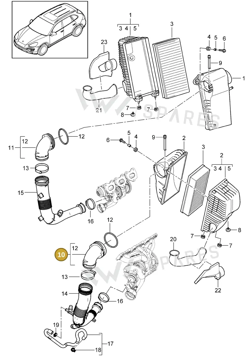 95811011370 — Porsche Cayenne (2010-2018) diagram p37106010, position 10