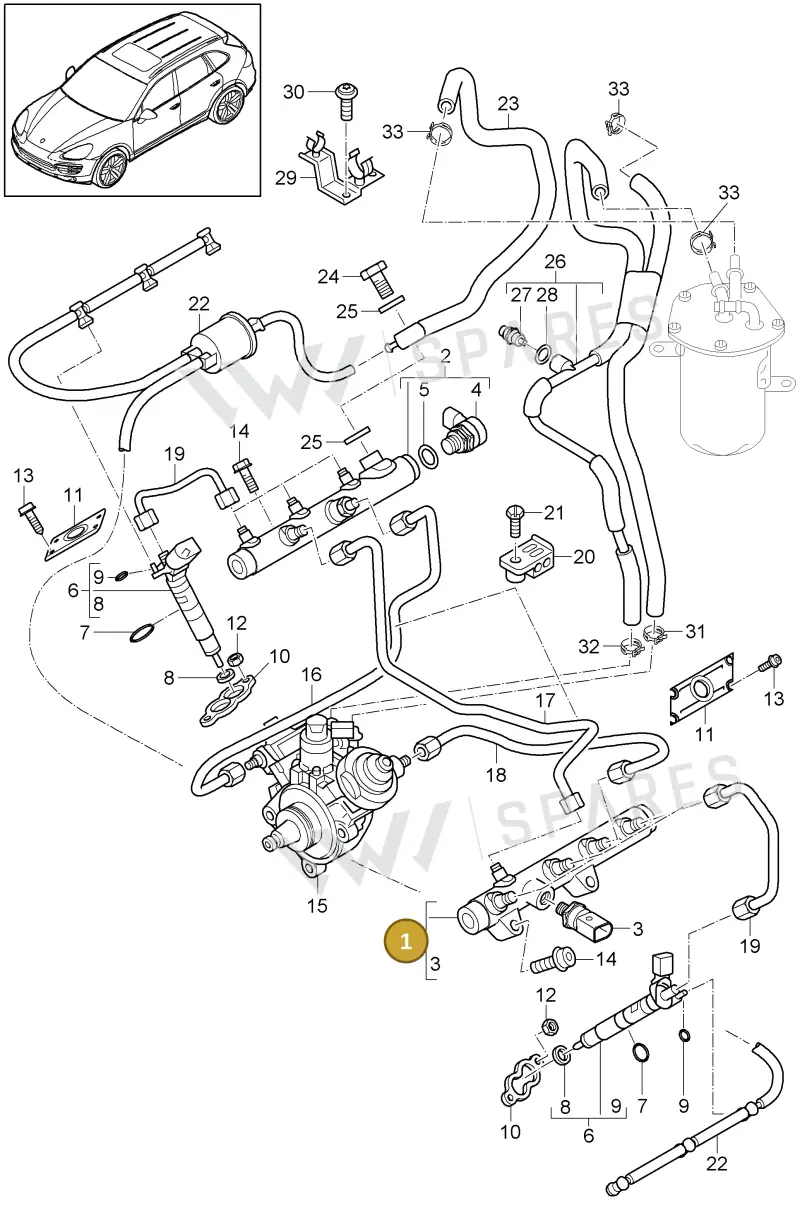95811011500 — Porsche Cayenne (2010-2018) diagram p37107030, position 1
