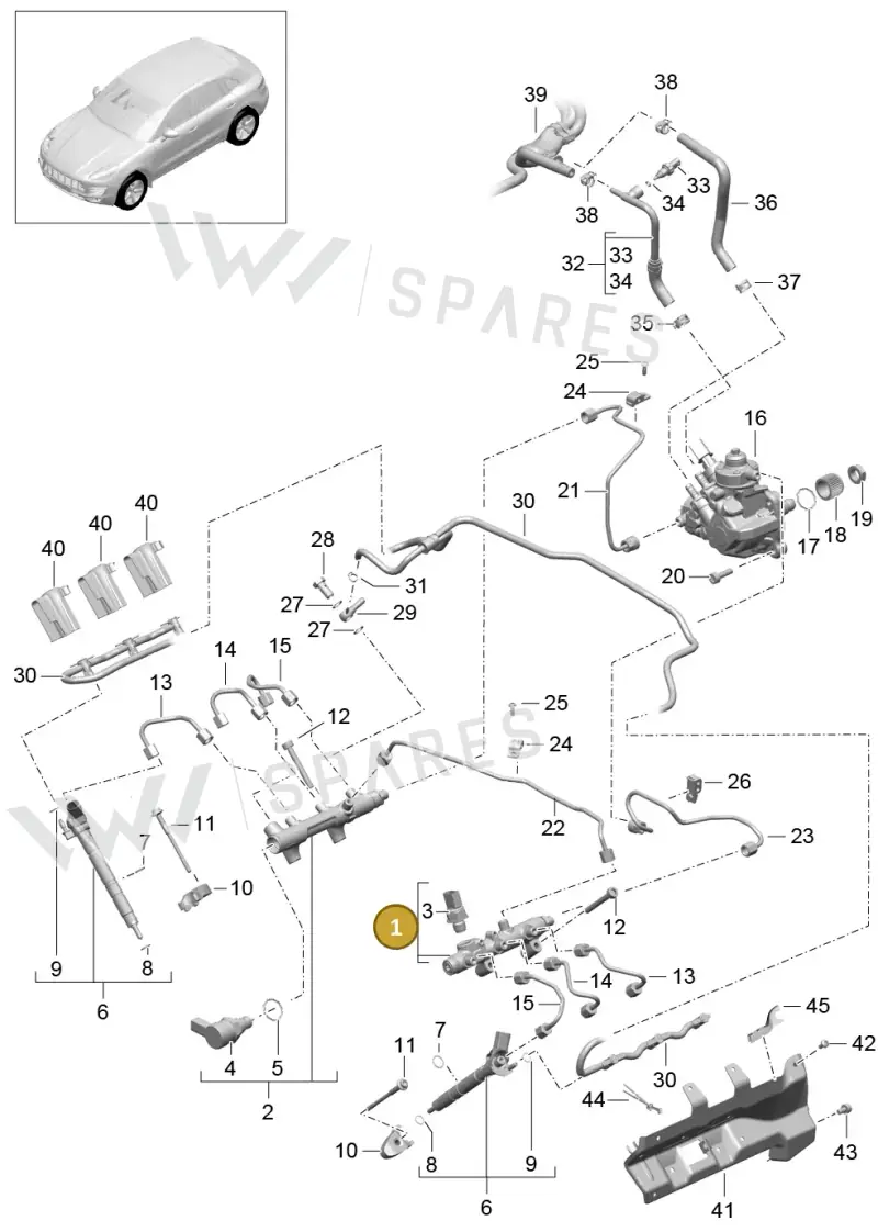 95811011530 — Porsche Macan (2013-2018) diagram p44107040, position 1