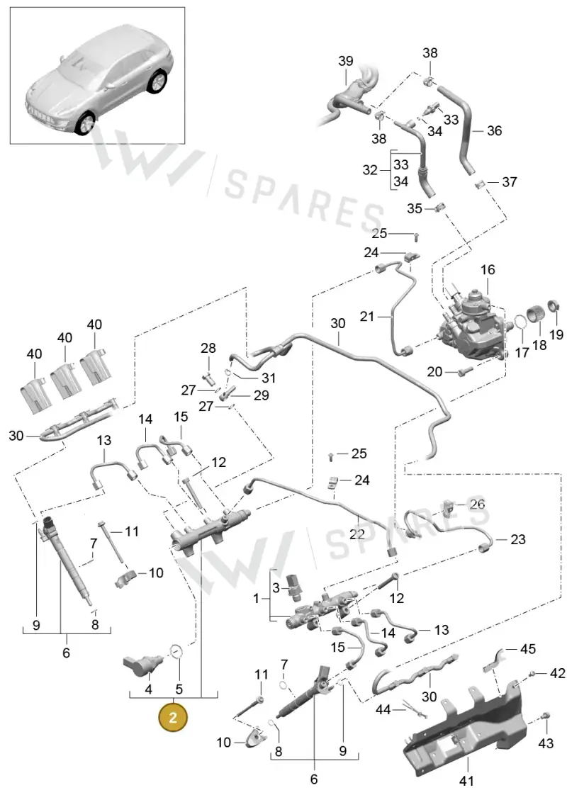 95811011631 — Porsche Macan (2013-2018) diagram p44107040, position 2