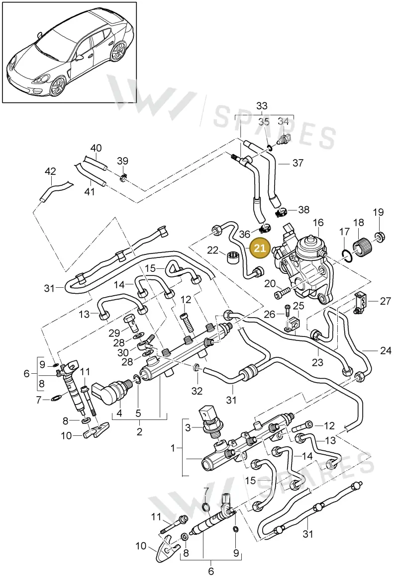 95811012520 — Porsche Panamera (2009-2016) diagram p35107040, position 21