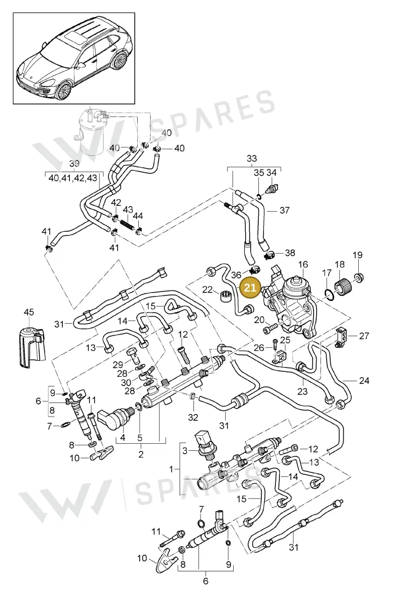 95811012520 — Porsche Cayenne (2010-2018) diagram p37107037, position 21