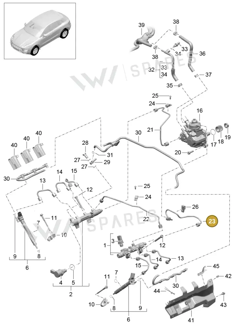 95811012610 — Porsche Macan GTS (2013-2018) diagram p44107040, position 23