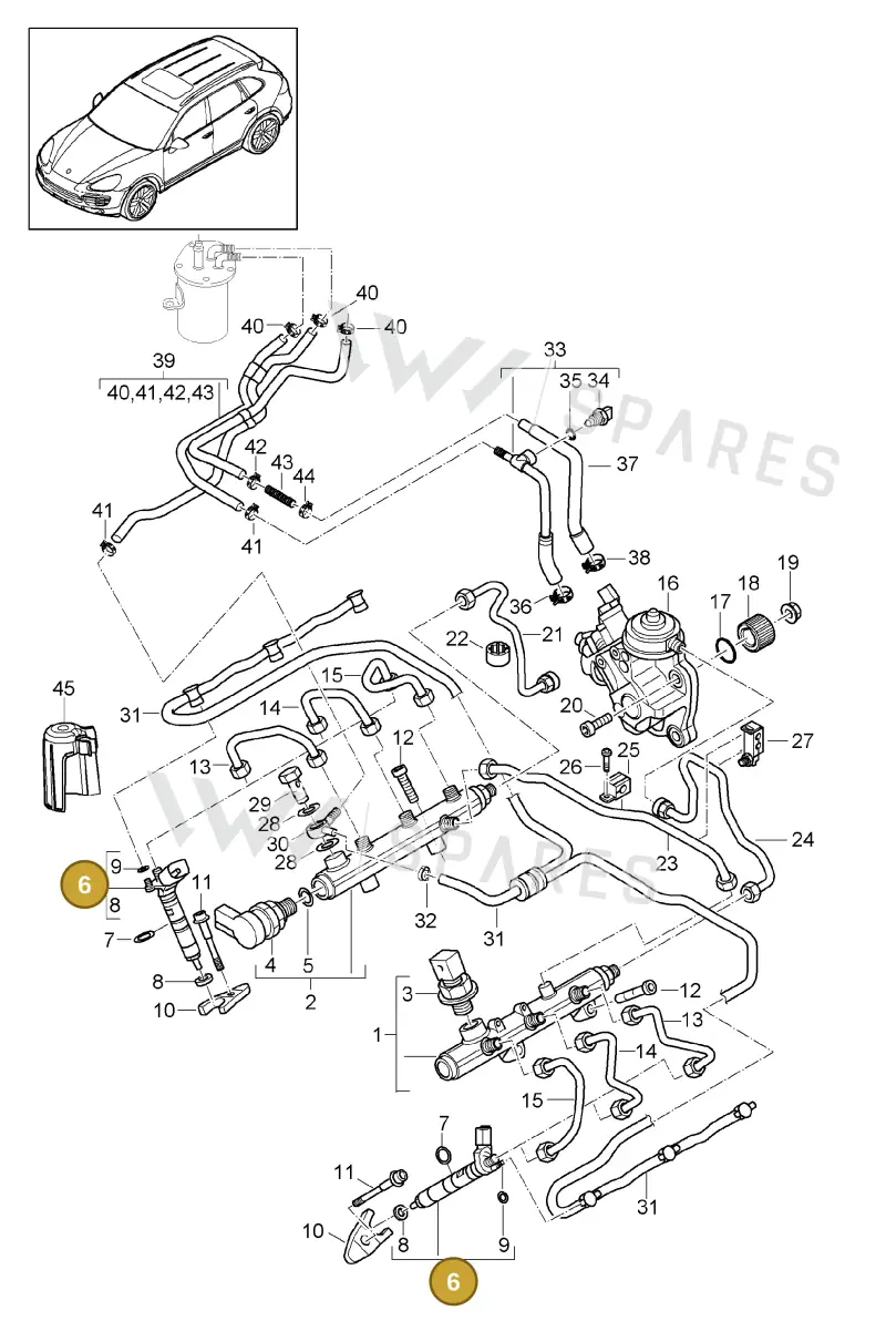 95811012841 — Porsche Cayenne (2010-2018) diagram p37107030, position 6