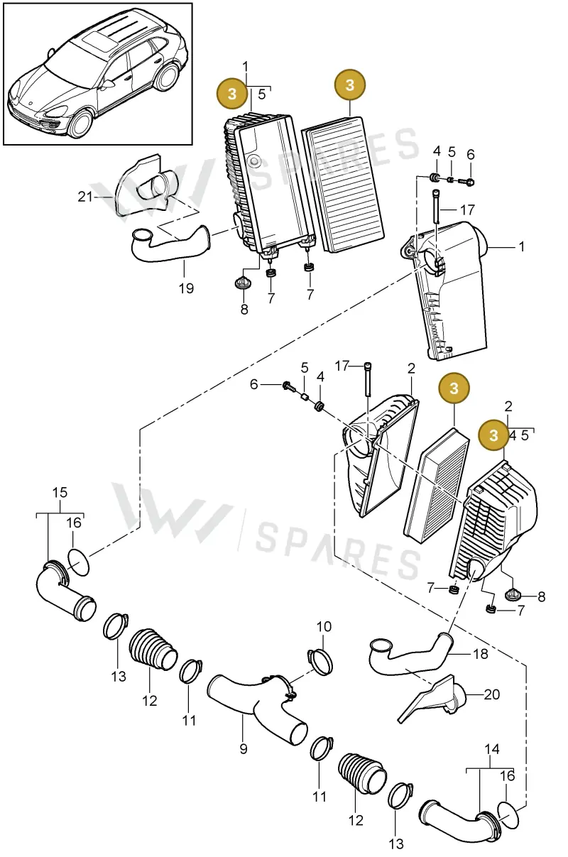95811013000 — Porsche Cayenne (2010-2018) diagram p37106000, position 3